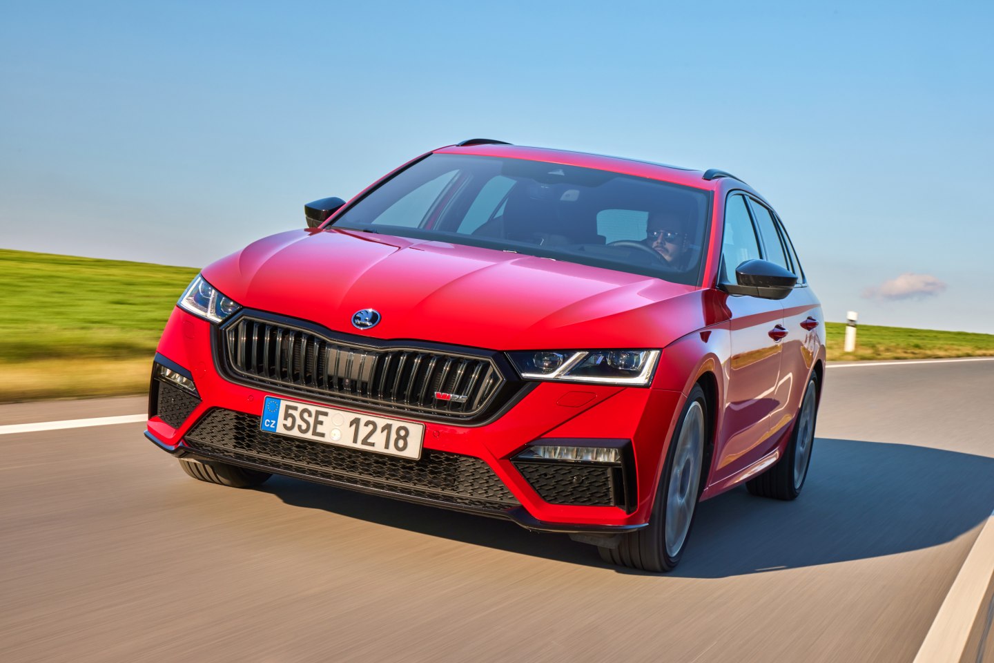 auto, škoda, červené, octavia rs