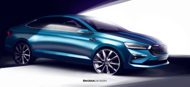 auto, design, skica, Škoda Slavia