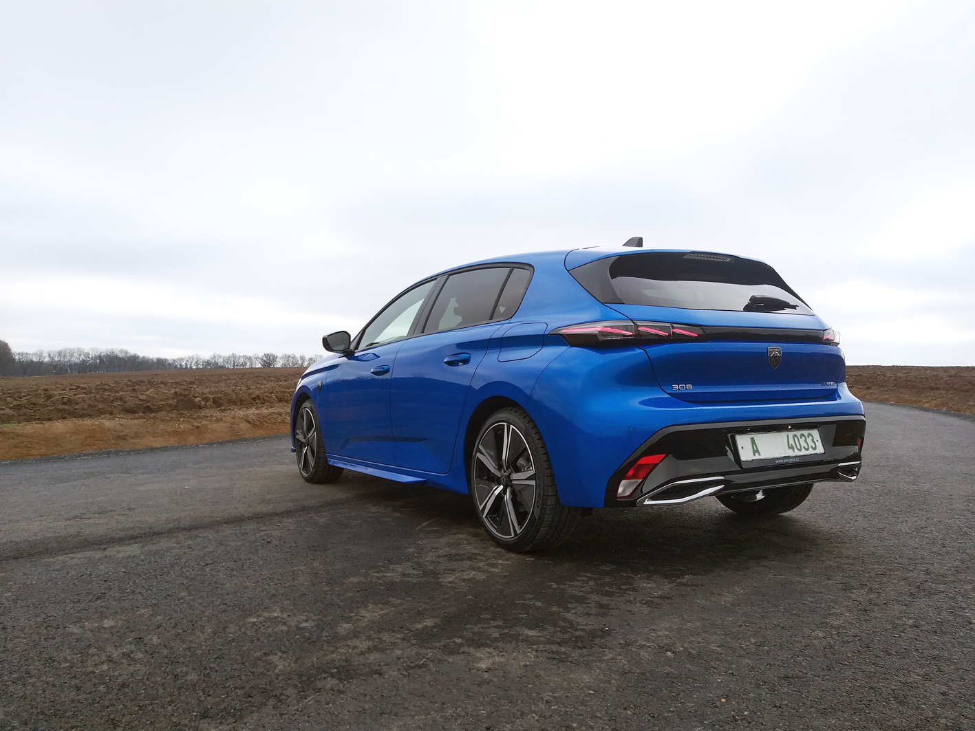 auto, modré, Peugeot 308