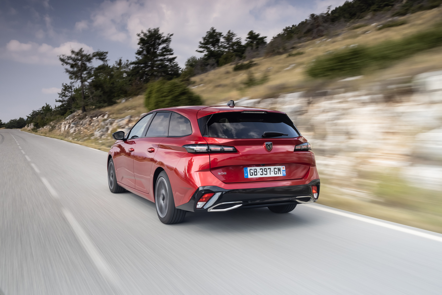 auto, červené, Peugeot 308 SW