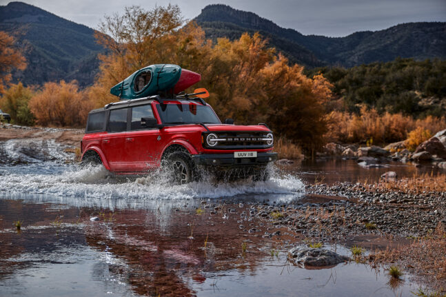 auto, červené, off-road, ford bronco