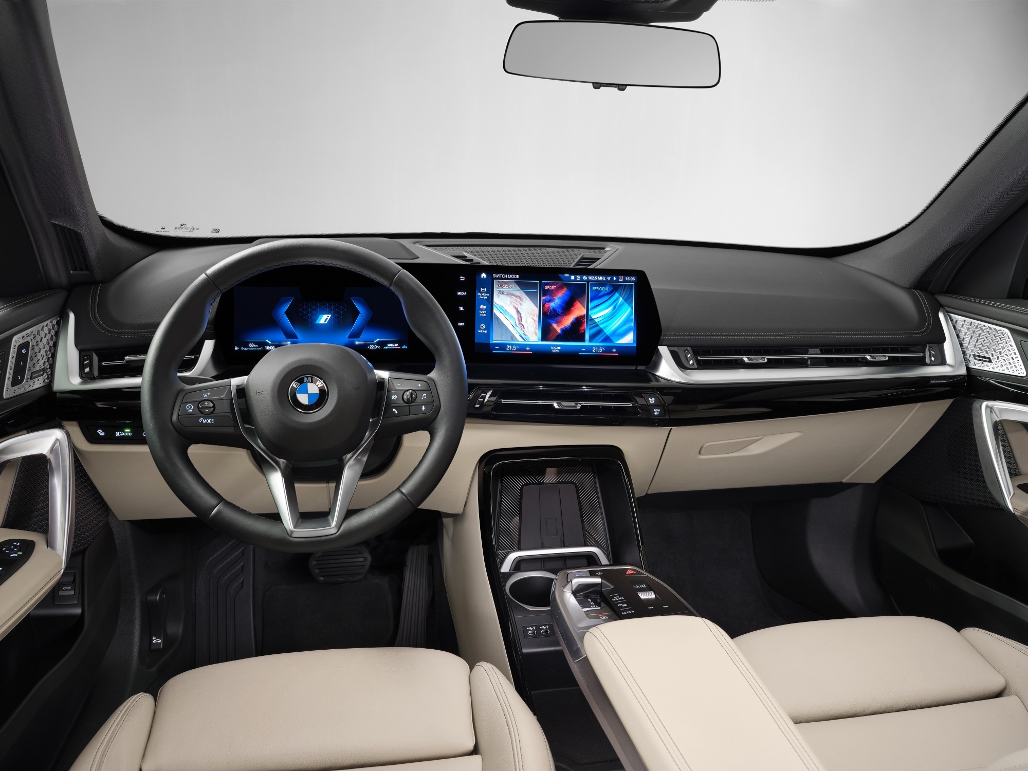 auto, interiér, volant, BMW X1