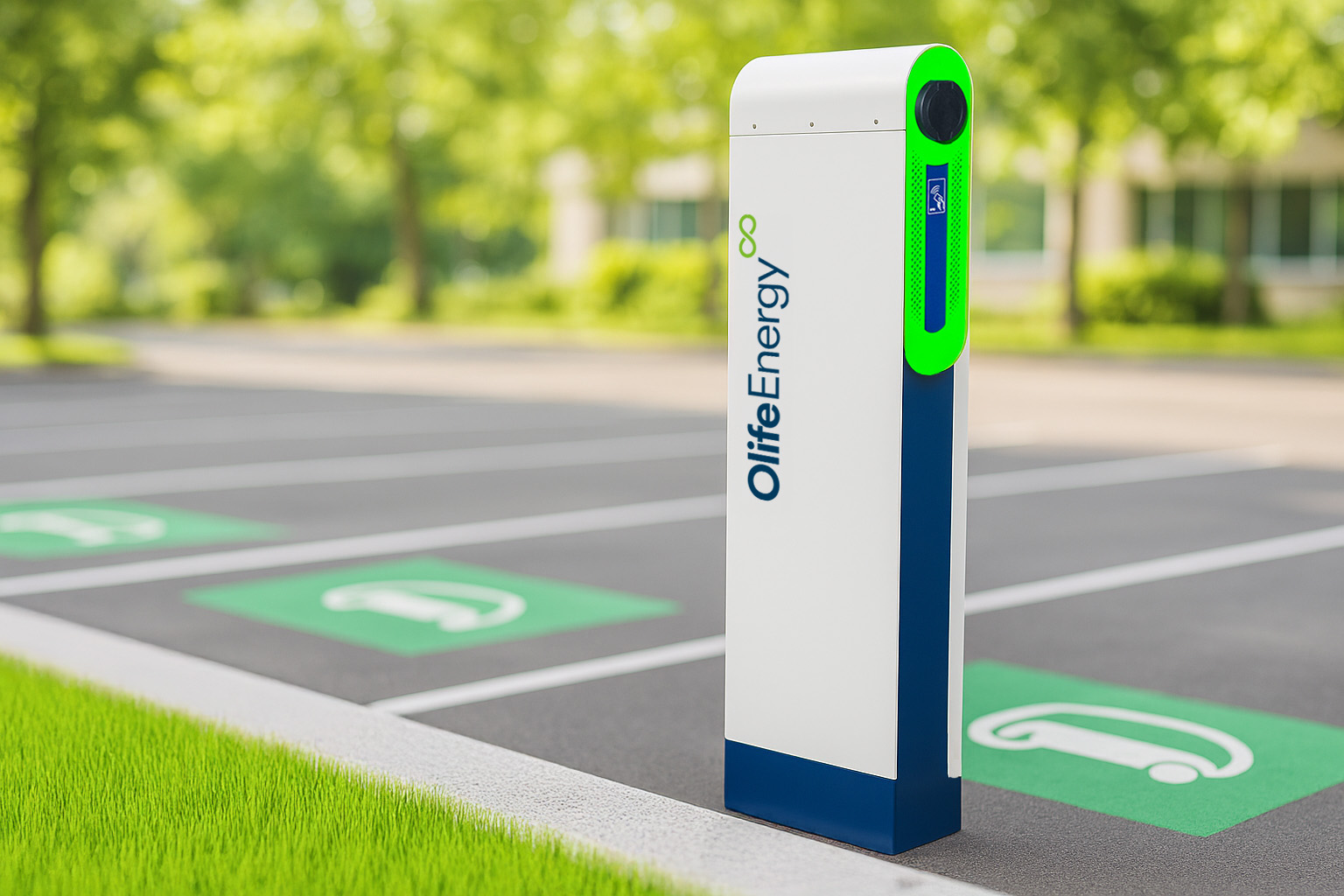 OlifeEnergy AC Lite | Stojanová nabíjecí stanice se dvěma nabíjecími body v kompaktních rozměrech OlifeEnergy AC Lite je moderní český výrobek umožňující současné nabíjení elektromobilů výkonem až 2×22 kW. Přehledný displej zajišťuje jednoduchou obsluhu a robustní konstrukce dovoluje instalaci v interiéru i exteriéru. Své uplatnění nabídne u obchodních centrech, v sídlech společností. Z aktuálních realizací jde o projekt E-mobilita společnosti Teplárny Brno v novém parkovacím domě Academy Park.